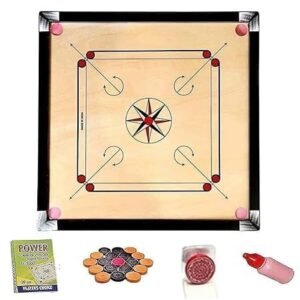 Wooden Carrom Board for Kids with Striker 18 X 18 Inch | Smooth Surface Carrom Board Game for Kids and Adults, Premium Indoor Family Game Set for Home, Office & Beginners