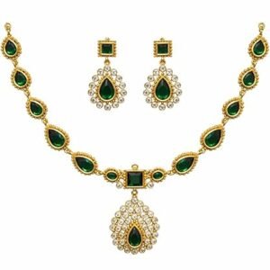 Emerald Color Stone Necklace Set