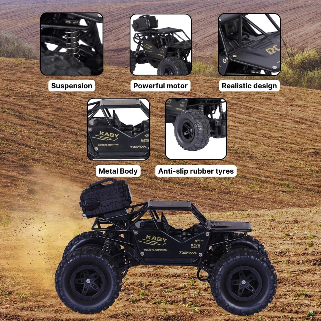 Rock Crawler Car with Smoke Offroader 2Wd Rc Car High Speed | 5 Functions 1:18 RC Car with Smoke Fog | Styled Climbing Monster Truck | Rechargeable Remote Control Car for Kids - Image 2