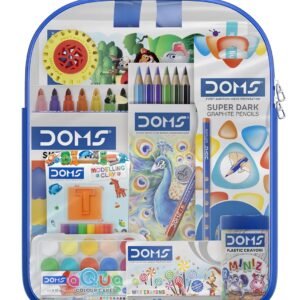 Doms Jonior Art Kit | Comes With Transparent Zipper Bag | Perfect Value Pack | Kit For School Essentials | Gifting Range For Kids | Combination of 8 Stationery Items