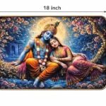 BLESSING DECOR Radha Krishna Wall Painting with Golden Frame (14 x 18 Inch) | Lord Krishna with Radha Canvas Artwork | Hindu Religious Wall Decor for Pooja Room, Living Room & Gifting